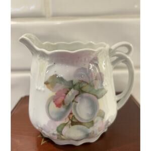 ANTIQUE PORCELAIN CREAMER FRUIT DESIGN Berries ORNATE SHAPE MARKED GERMANY